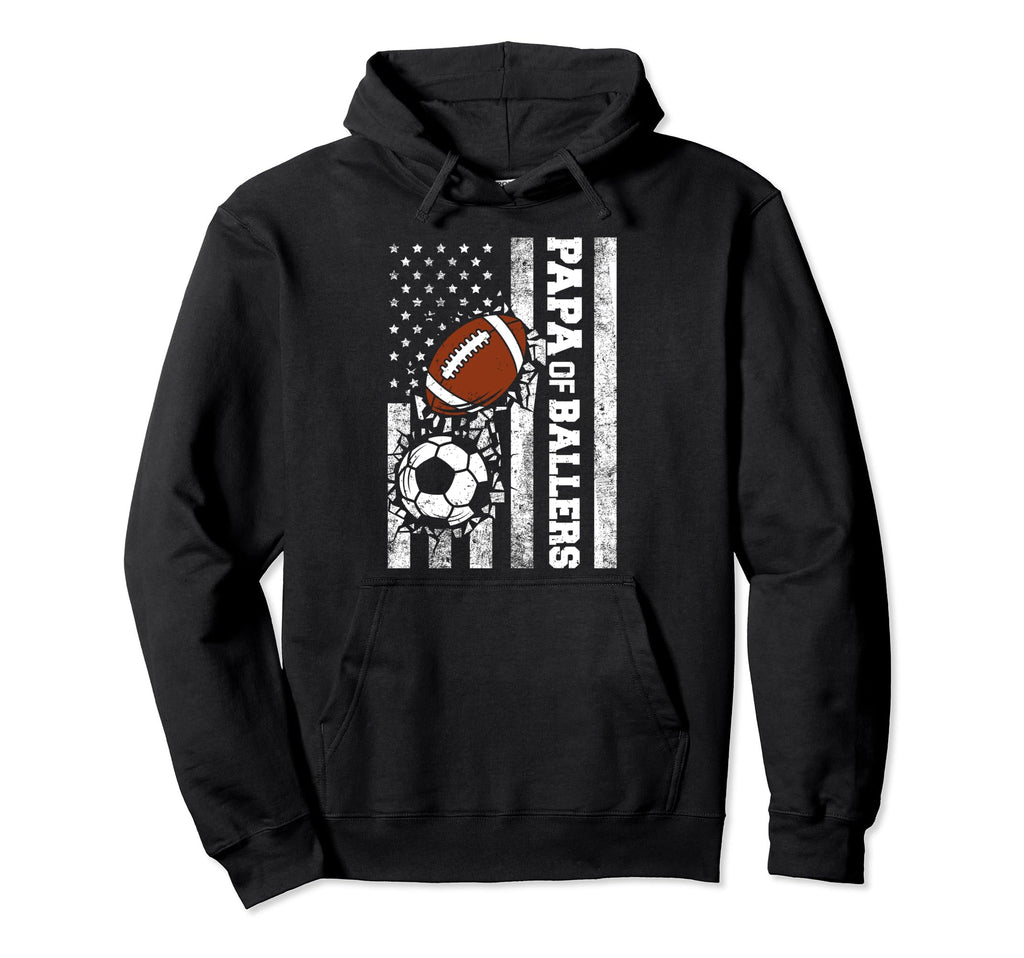 Papa Ballers Funny Usa Flag Soccer Hoodie - Custom Art Print for Adults - T-Shirt, Sweatshirt, Hoodie
