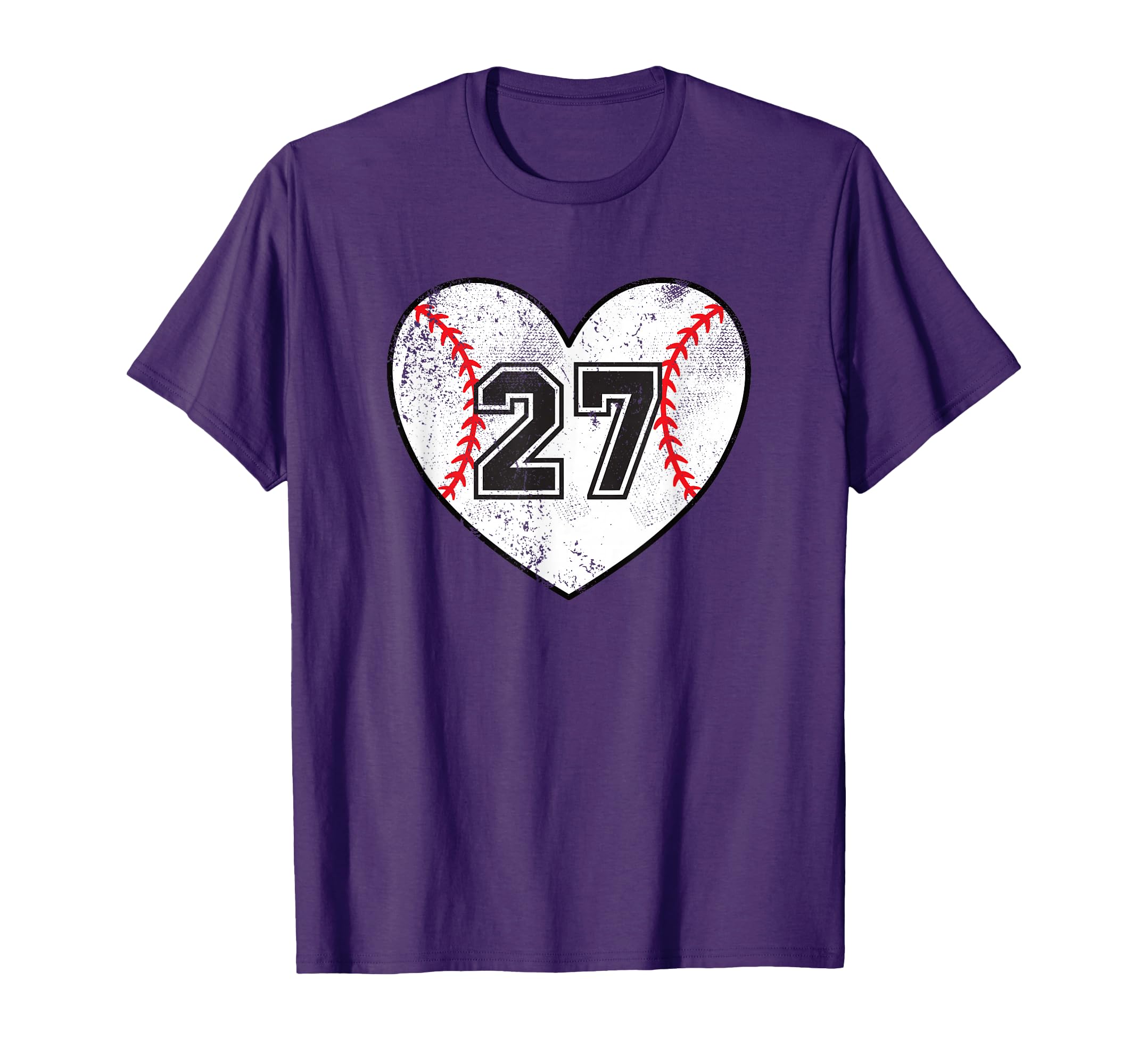 Baseball Heart Player 27 Baseball Mom Dad T-Shirt - Novelty Apparel Unisex - T-Shirt, Sweatshirt, Hoodie