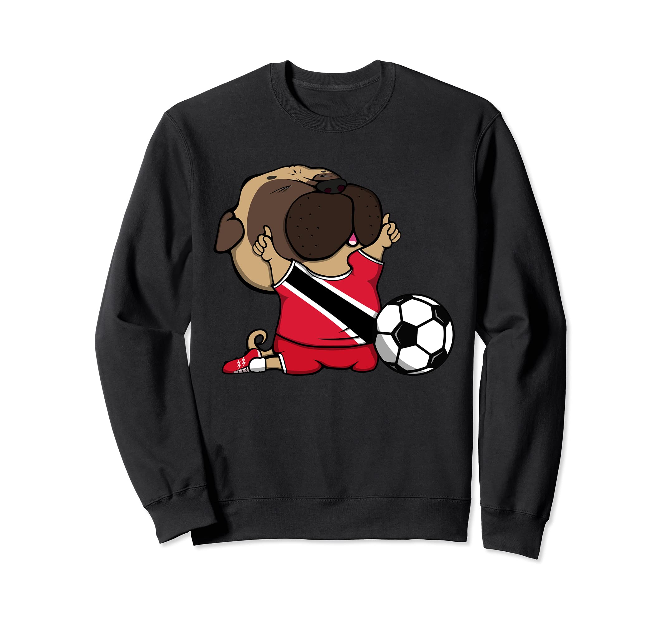 Pug Trinidad Tobago Soccer Fans Sweatshirt - Minimalist Print for Adults - T-Shirt, Sweatshirt, Hoodie