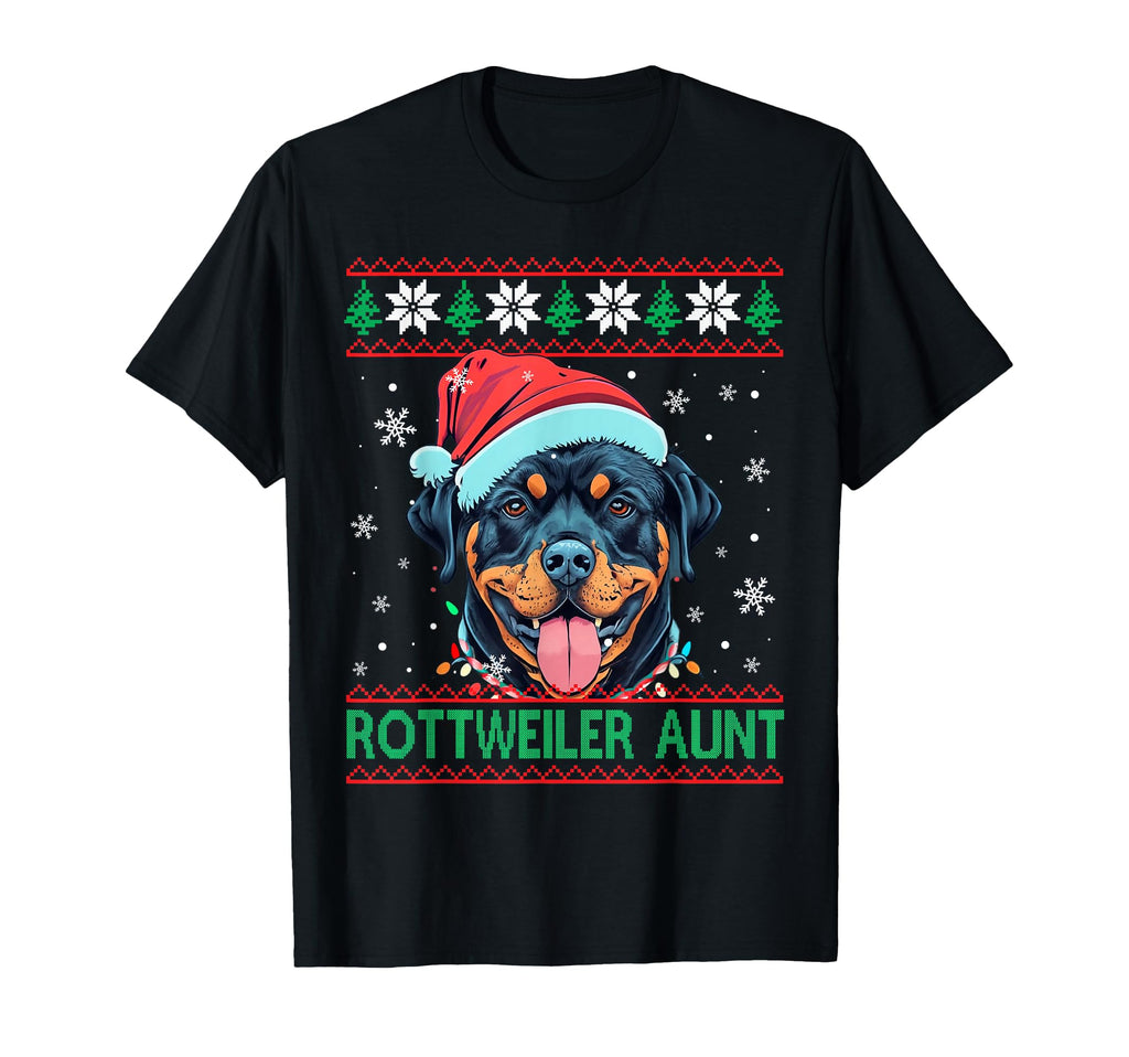 Rottweiler Aunt Santa Hat Rottweiler T-Shirt - Minimalist Print for Adults - T-Shirt, Sweatshirt, Hoodie