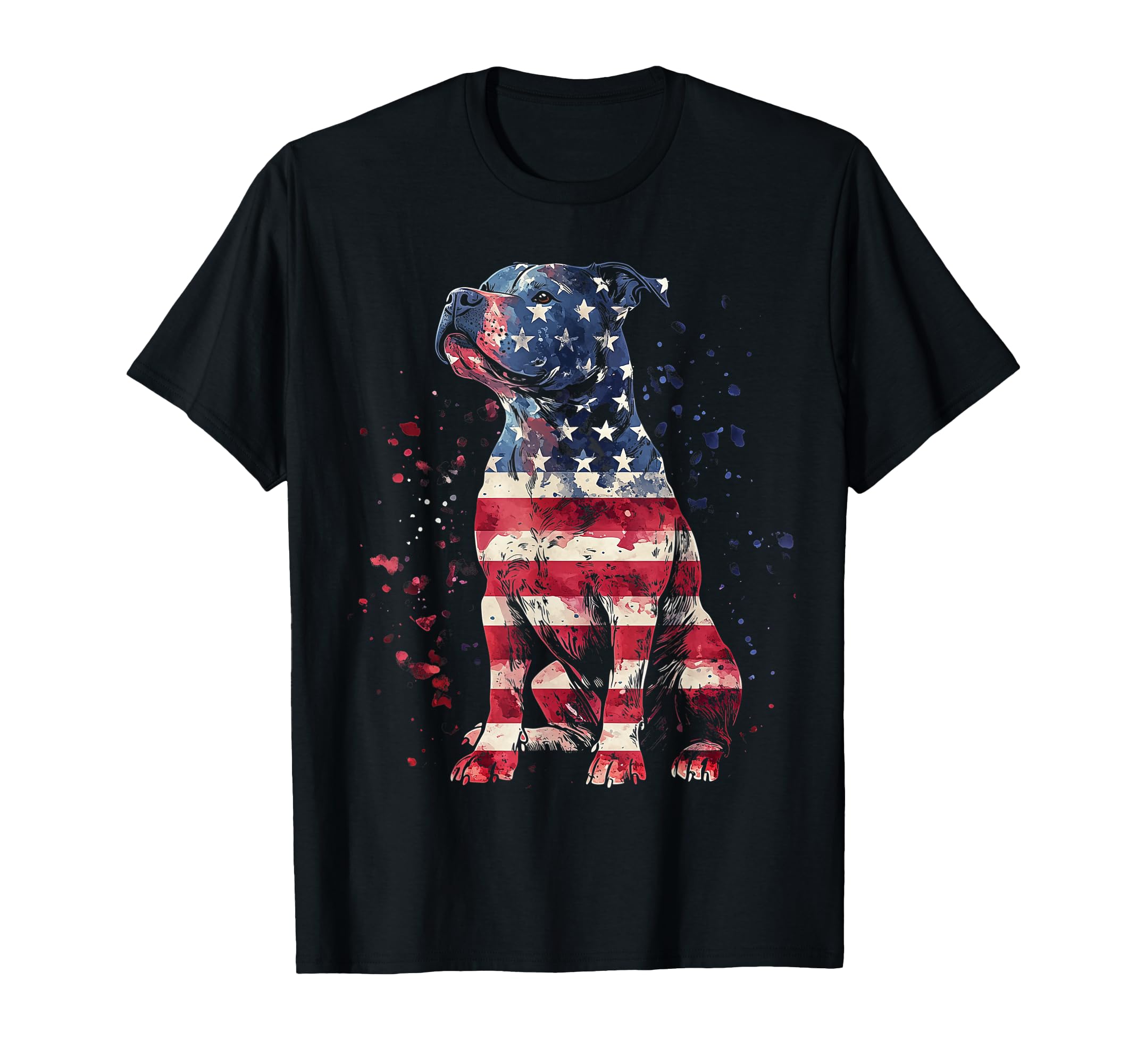 Patriotic Pitbull American Flag 4Th T-Shirt - Novelty Apparel for Adults - T-Shirt, Sweatshirt, Hoodie