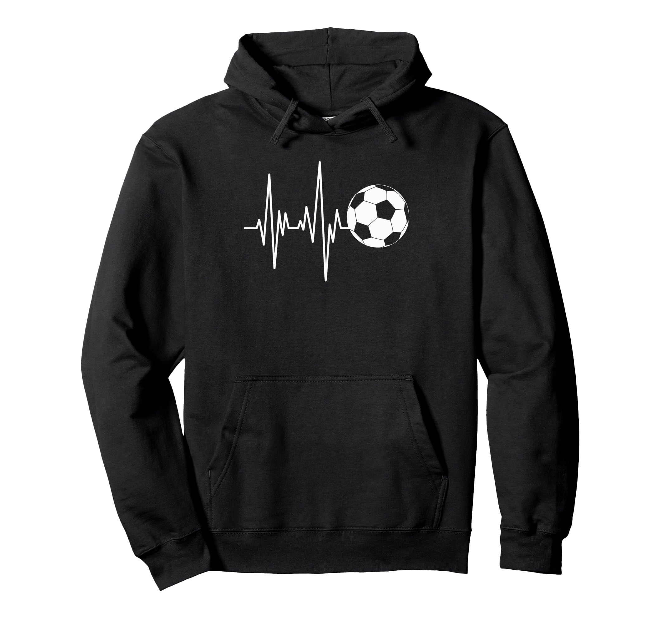 Soccer Heartbeat Ecg Ball Minimal Hoodie - Trendy Graphic Men Women - T-Shirt, Sweatshirt, Hoodie