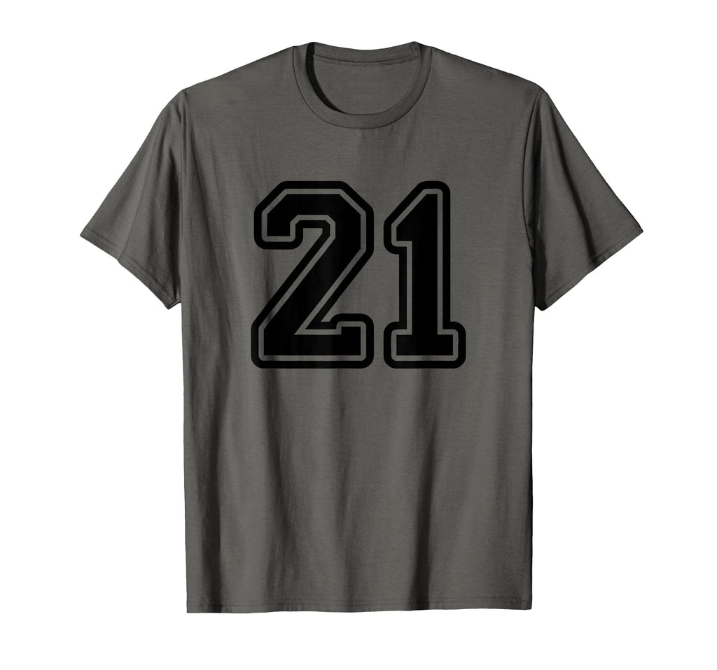 Number 21 Black Sport Varsity Number T-Shirt - Minimalist Print Men Women - T-Shirt, Sweatshirt, Hoodie