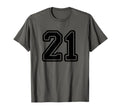 Number 21 Black Sport Varsity Number T-Shirt - Minimalist Print Men Women - T-Shirt, Sweatshirt, Hoodie