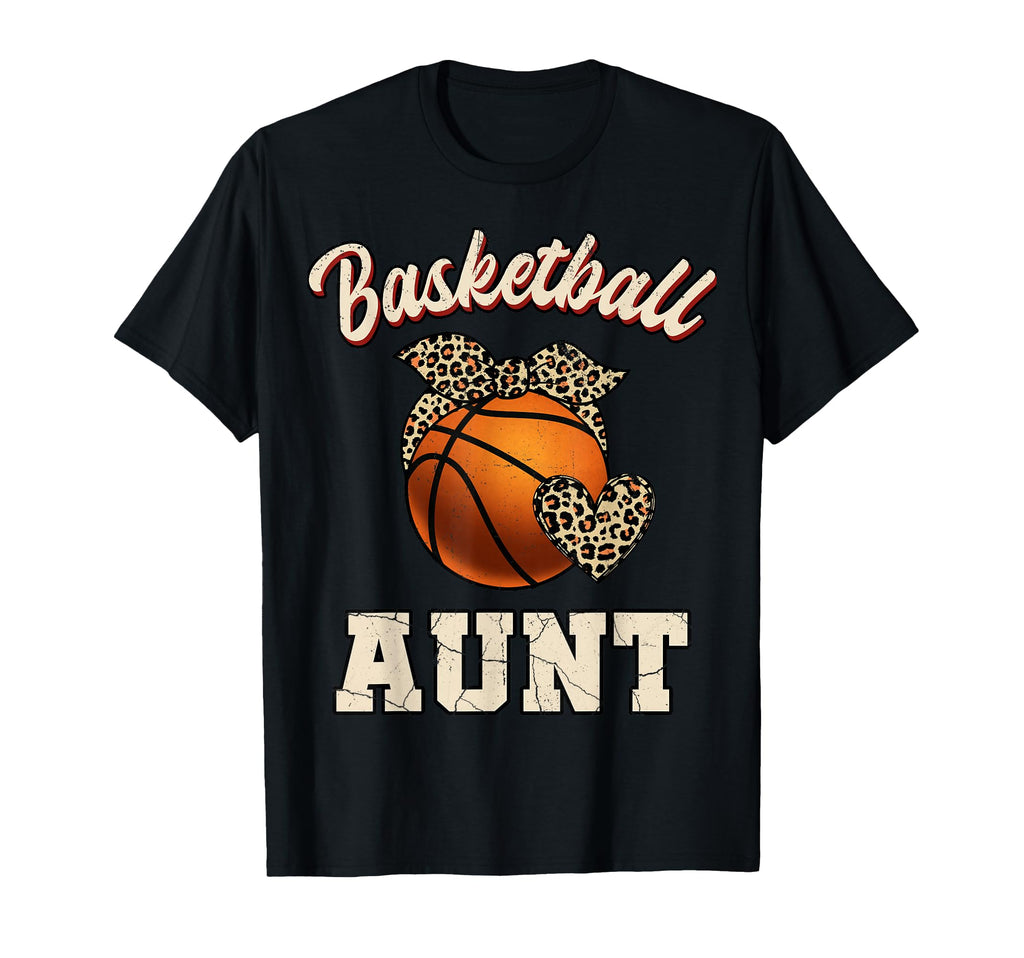 Basketball Aunt Bandana Leopard Heart T-Shirt - Fun Novelty Design Unisex - T-Shirt, Sweatshirt, Hoodie