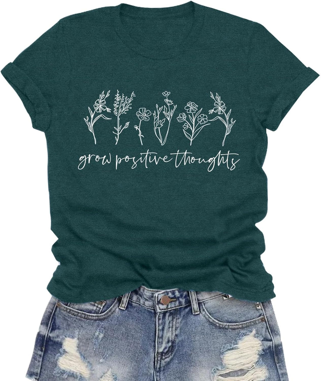 Inspirational for Women Grow Positive Thoughts Cute - Adult & Kids T-Shirts, Sweatshirts & Hoodies apparel design preview 1