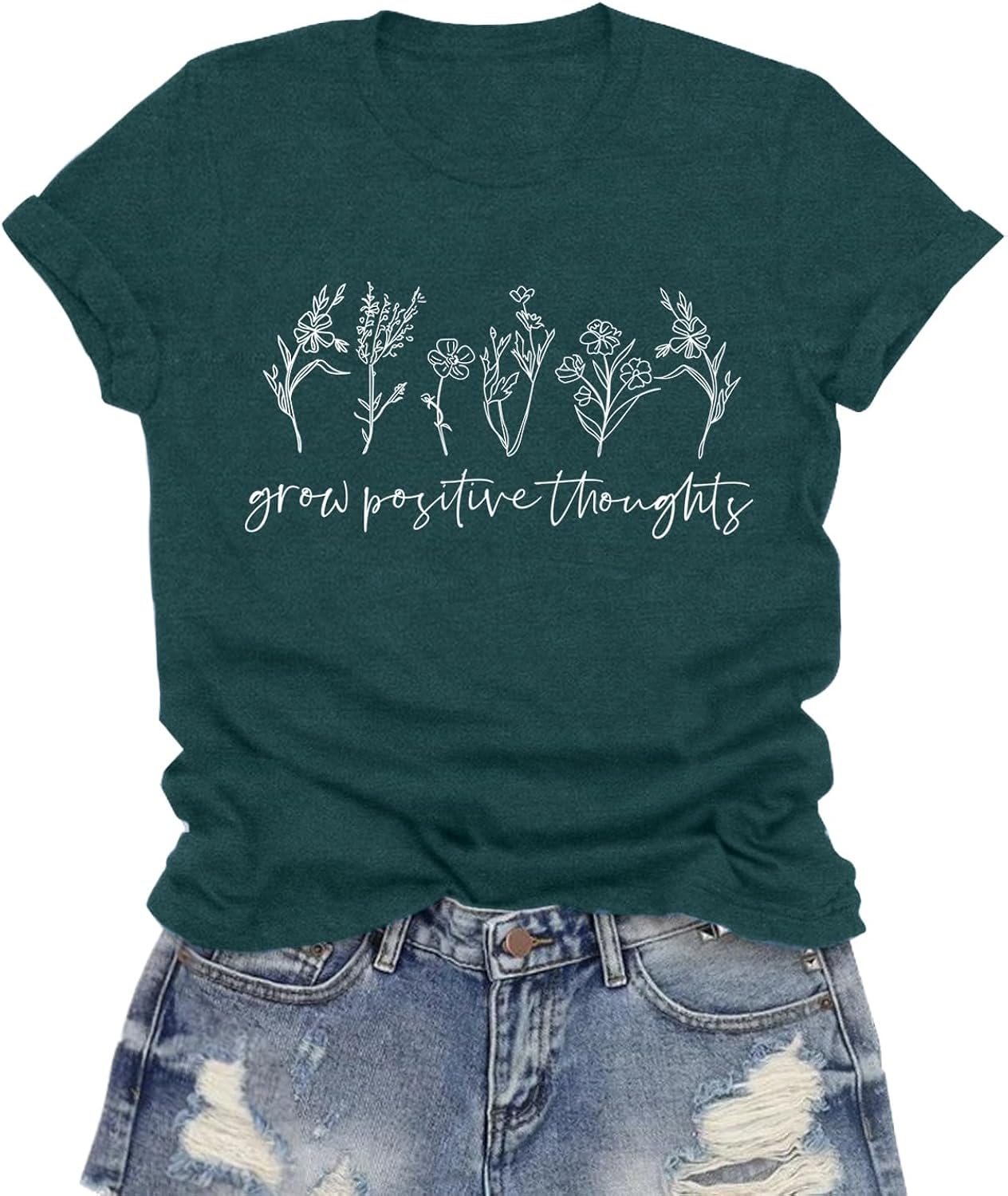 Inspirational for Women Grow Positive Thoughts Cute - Adult & Kids T-Shirts, Sweatshirts & Hoodies apparel design preview 1