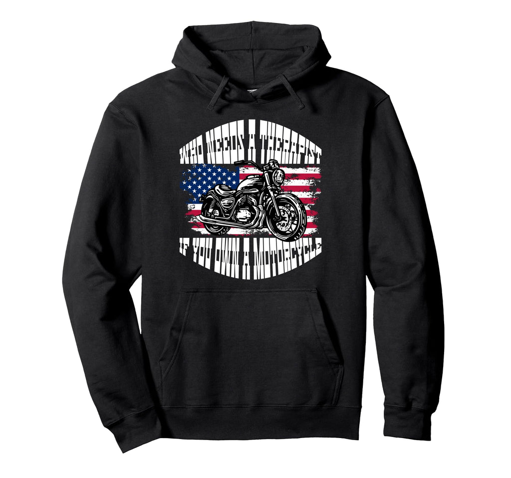 Biker Dad American Us Flag Motorcycle Hoodie - Aesthetic Graphic Unisex - T-Shirt, Sweatshirt, Hoodie
