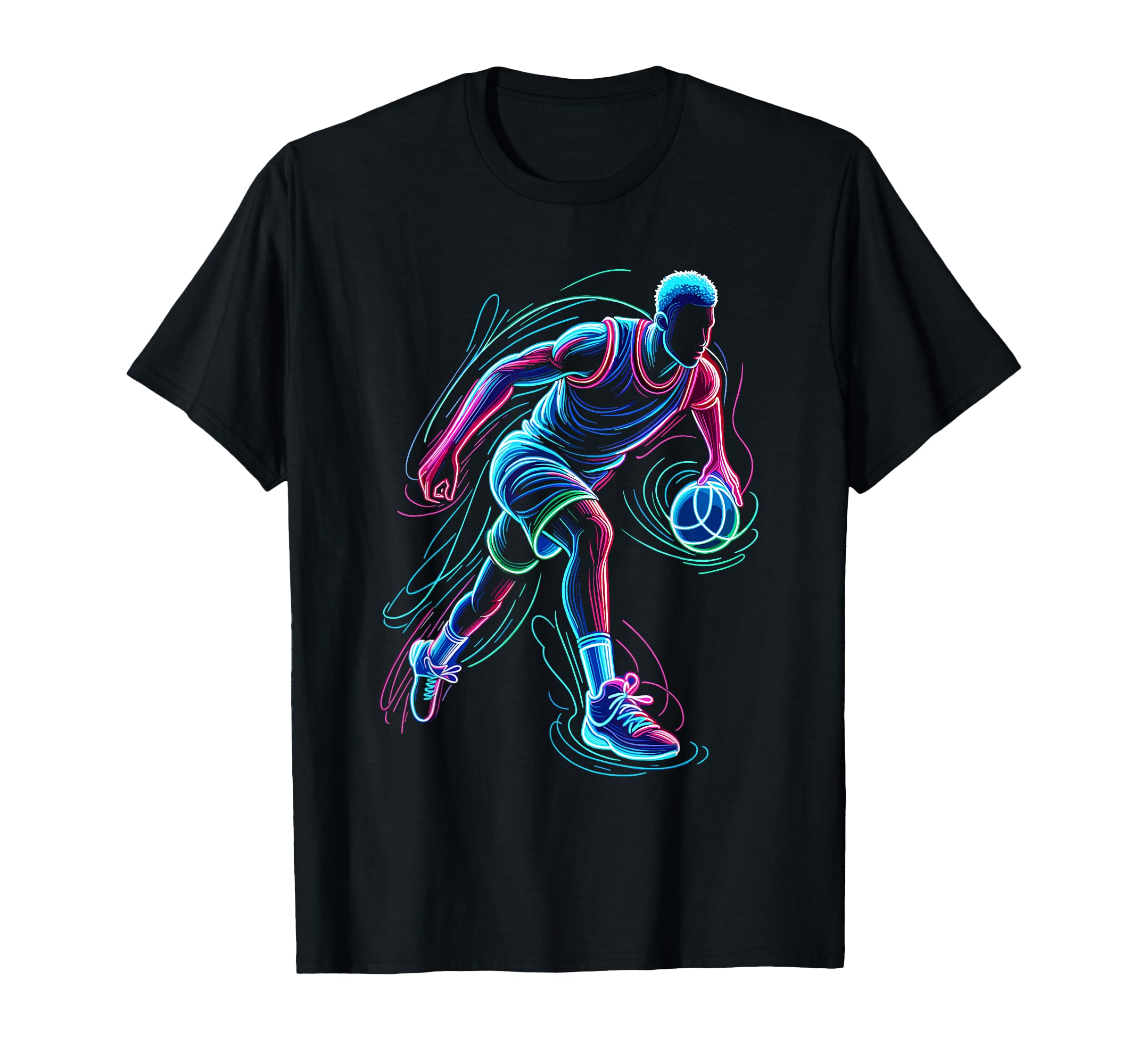 Neon Basketball Player Basketballer T-Shirt - Custom Art Print Men Women - T-Shirt, Sweatshirt, Hoodie
