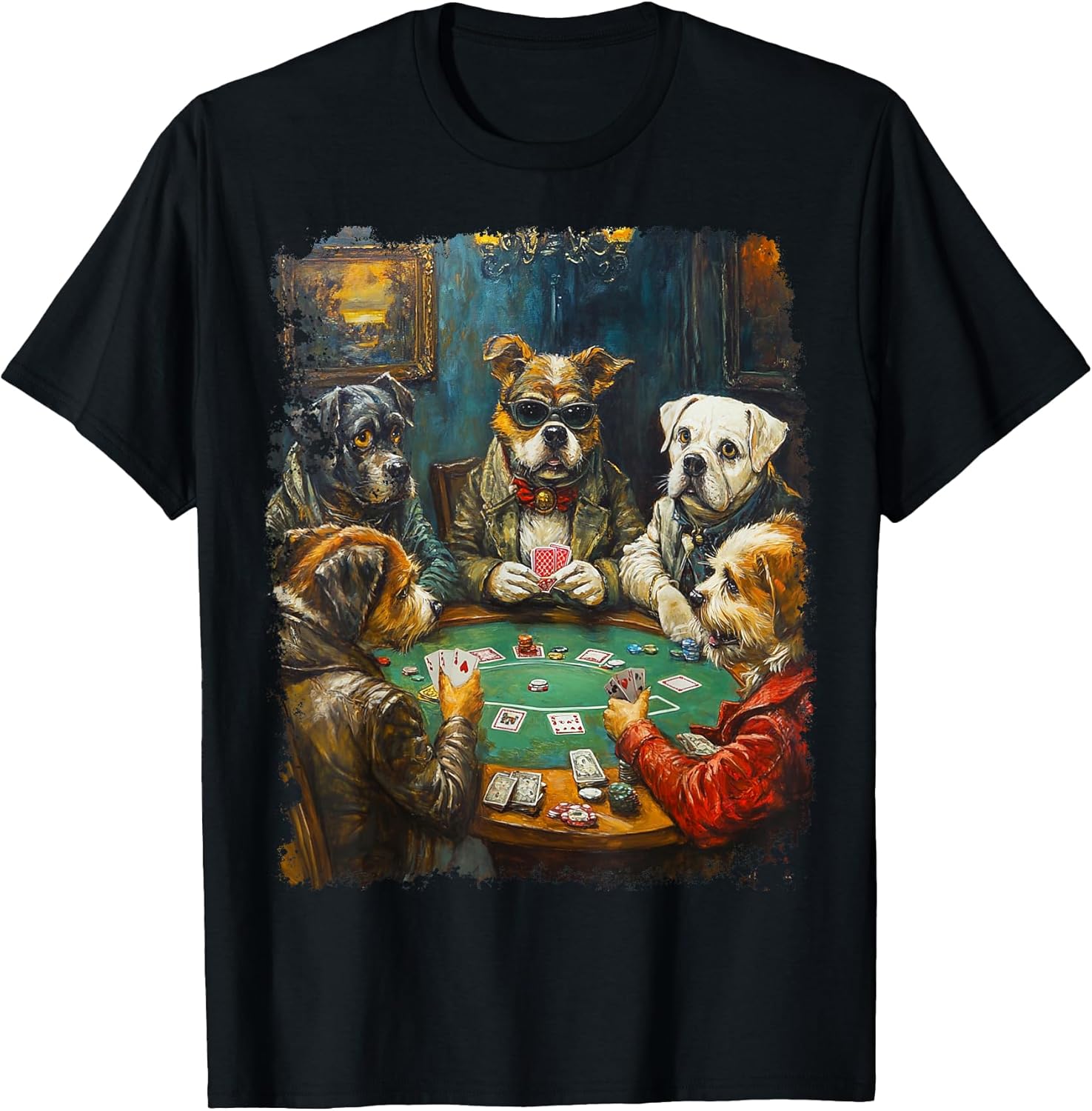 Playing Cards Pop Art Gambling Dogs Poker - Adult & Kids T-Shirts, Sweatshirts & Hoodies apparel design preview 1