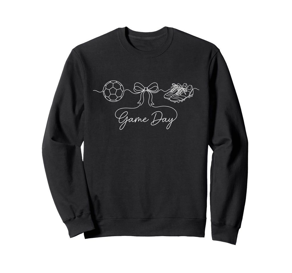 Game Day Soccer Mom Ball Bow Sweatshirt - Casual Everyday Wear for Adults - T-Shirt, Sweatshirt, Hoodie