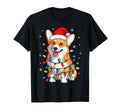 Corgi Dog Lights Santa Hat Family Pajamas T-Shirt - Unique Graphic Unisex - T-Shirt, Sweatshirt, Hoodie