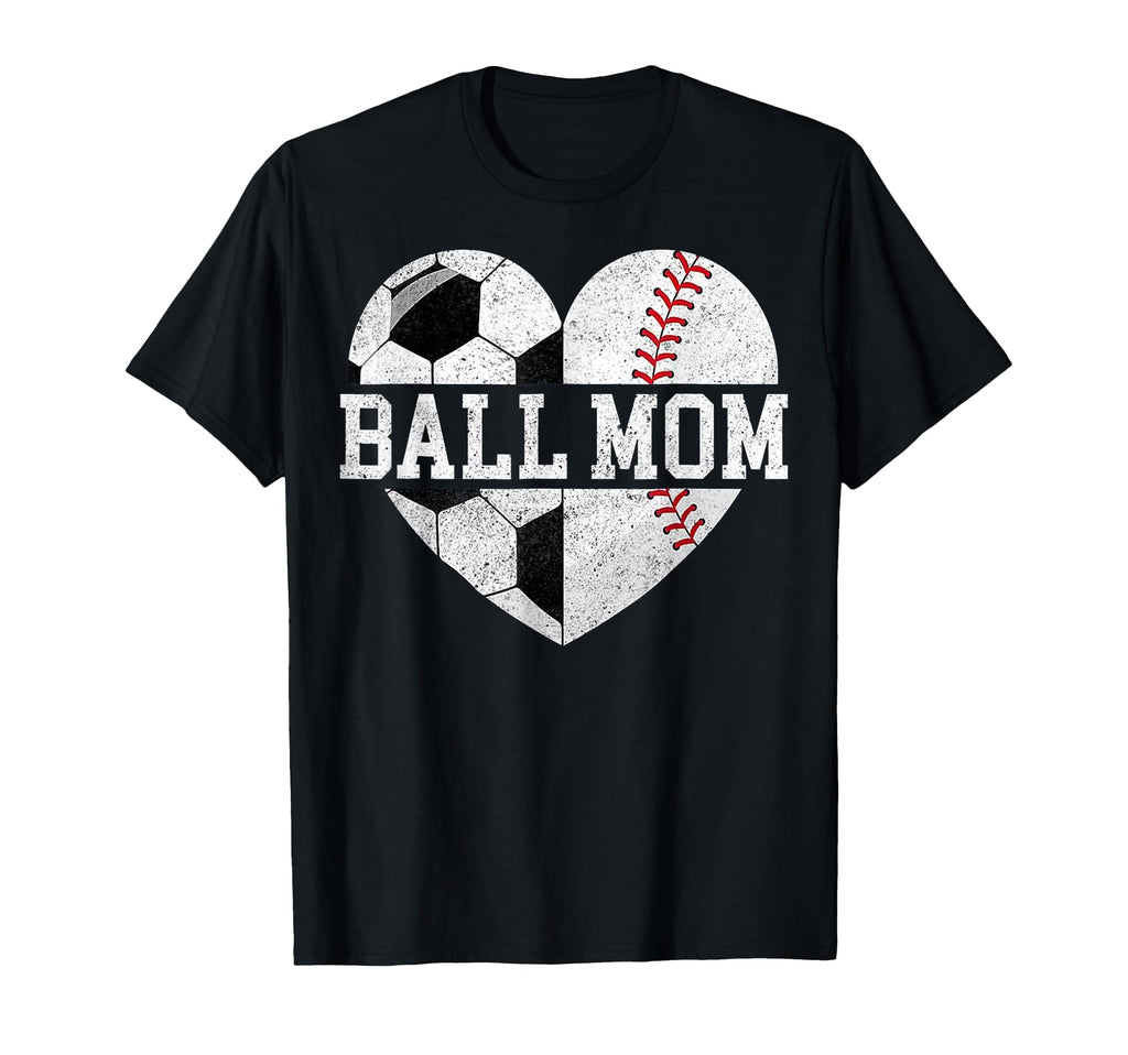 Mom Both Heart Soccer Baseball Sports T-Shirt - Minimalist Print Men Women - T-Shirt, Sweatshirt, Hoodie