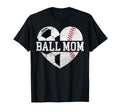 Mom Both Heart Soccer Baseball Sports T-Shirt - Minimalist Print Men Women - T-Shirt, Sweatshirt, Hoodie