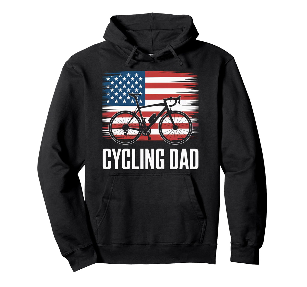 Cycling Dad American Flag Road Bike Hoodie - Graphic Print for Adults - T-Shirt, Sweatshirt, Hoodie