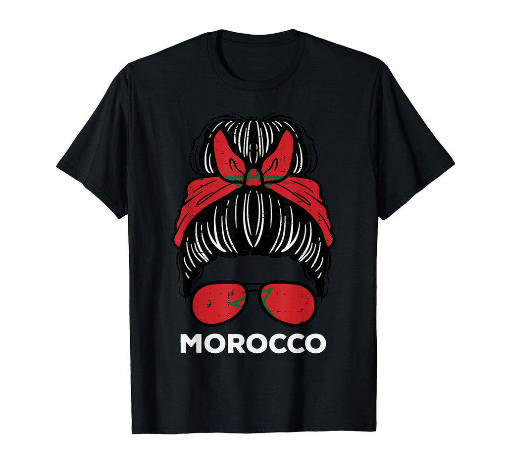 Morocco Flag Moroccan Hairbun T-Shirt - Custom Art Print for Adults - T-Shirt, Sweatshirt, Hoodie