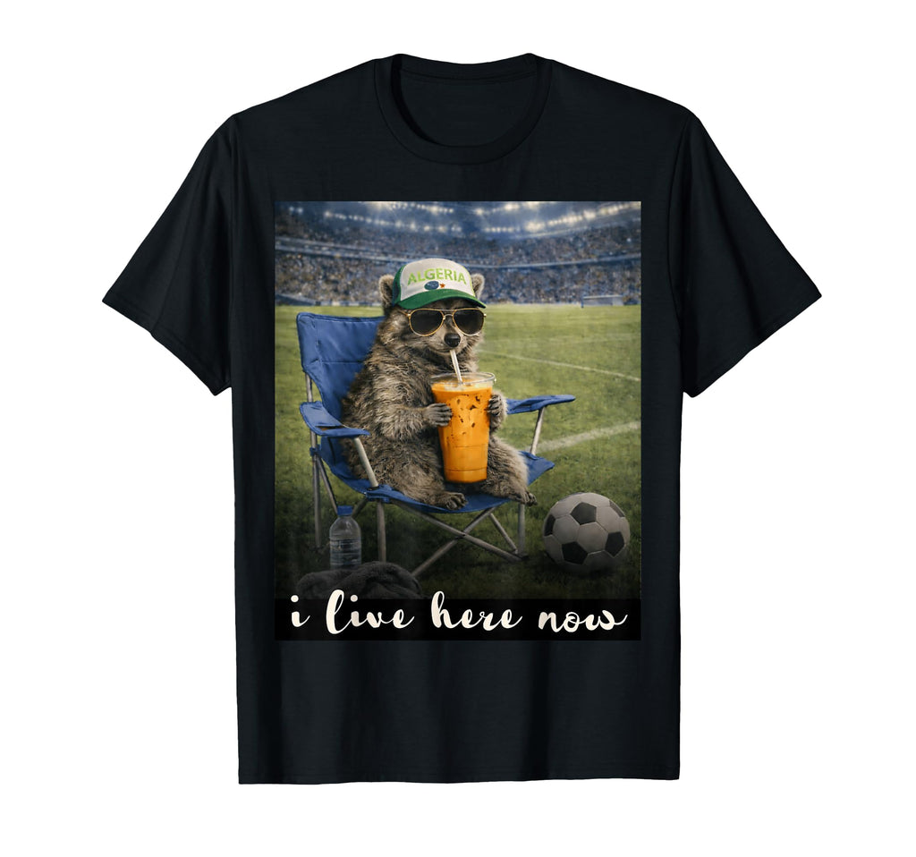 Funny Raccoon Algeria Soccer Fan T-Shirt - Custom Art Print Men Women - T-Shirt, Sweatshirt, Hoodie
