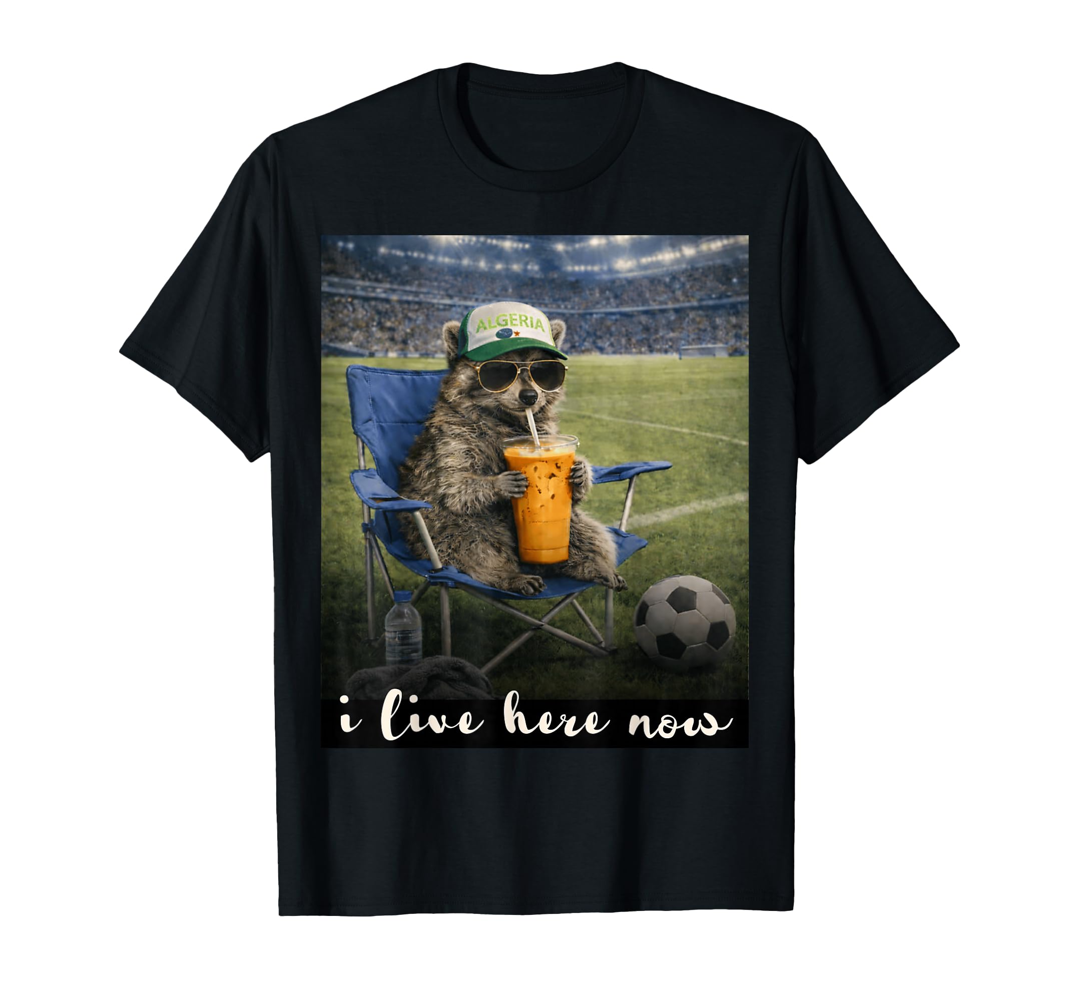 Funny Raccoon Algeria Soccer Fan T-Shirt - Custom Art Print Men Women - T-Shirt, Sweatshirt, Hoodie