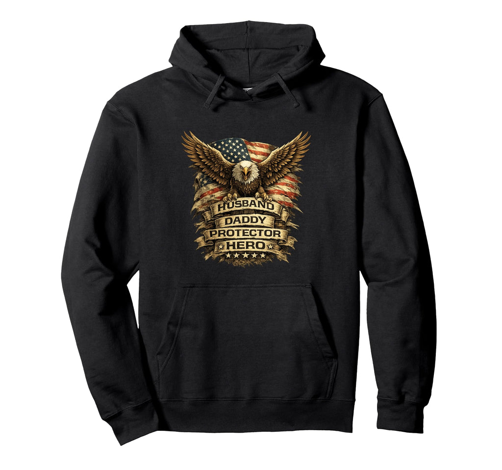 Husband Daddy Protector Hero Fathers Hoodie - Custom Art Print Men Women - T-Shirt, Sweatshirt, Hoodie