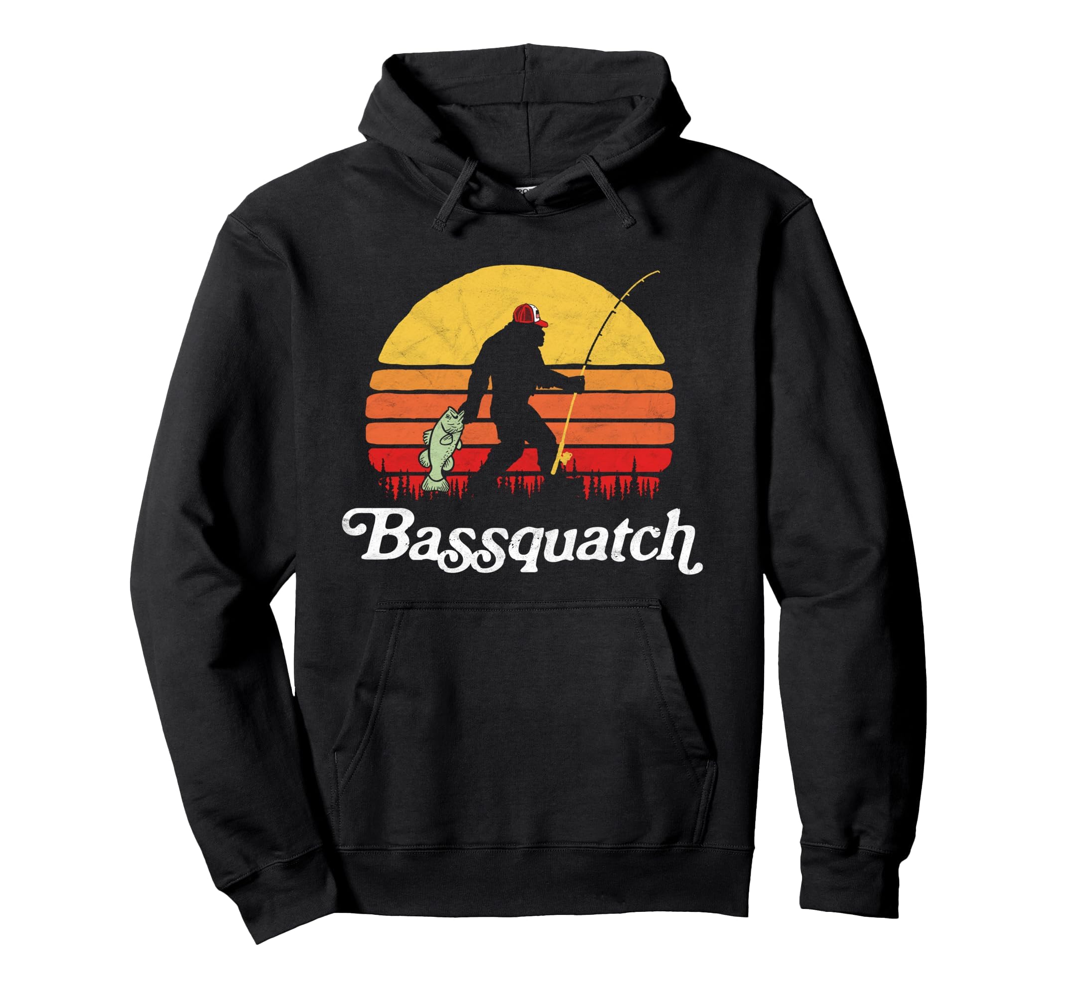 Bassquatch Funny Bigfoot Fishing Hoodie - Streetwear Style Men Women - T-Shirt, Sweatshirt, Hoodie
