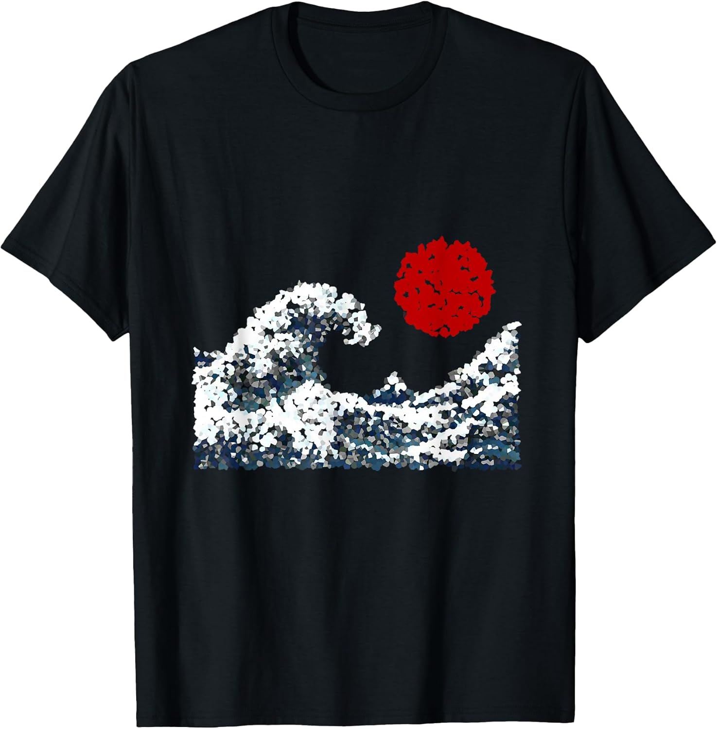 Funny Pixel Wave Red Sun Japanese Art - Adult & Kids T-Shirts, Sweatshirts & Hoodies apparel design preview 1