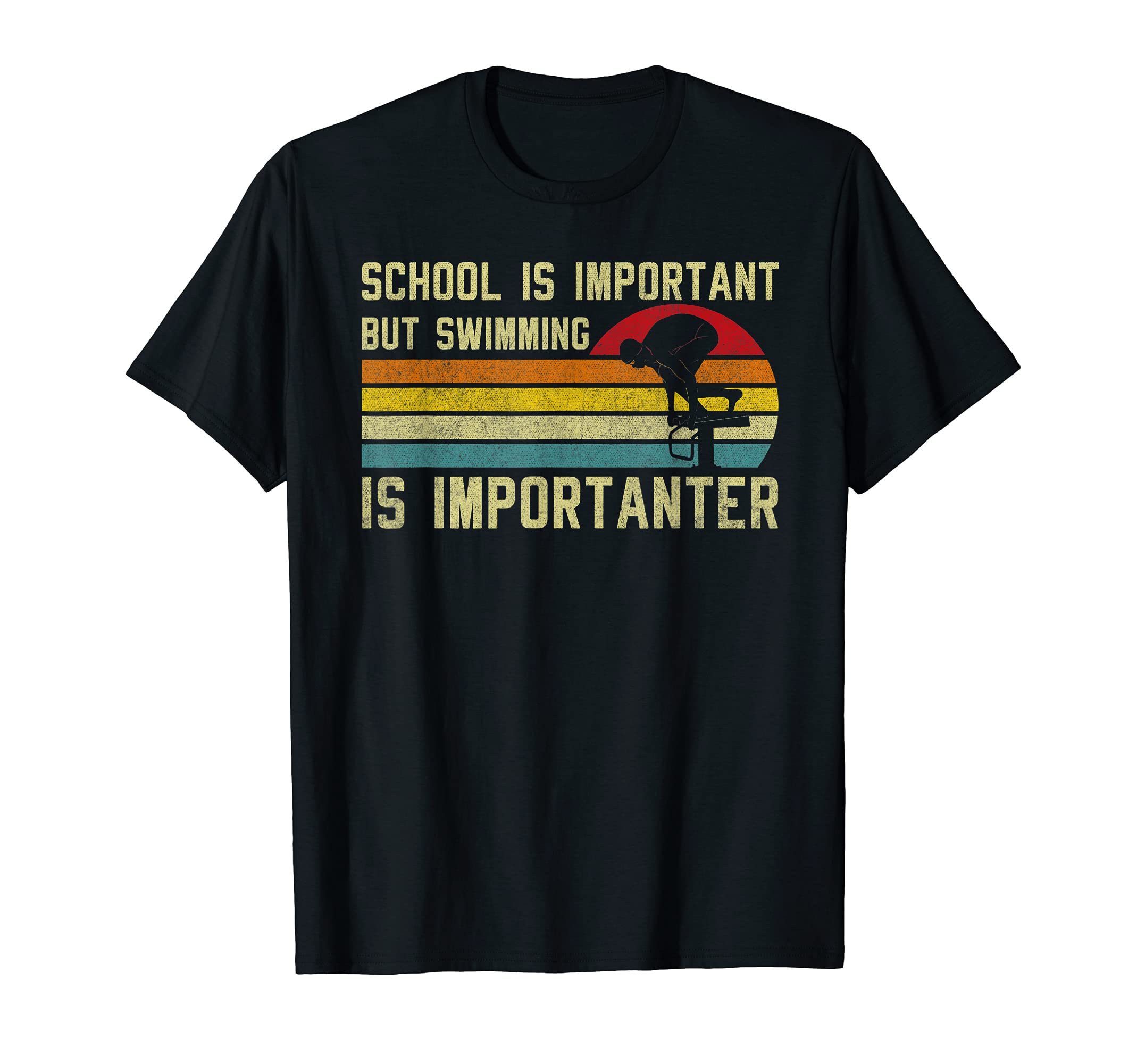 Swimmer School Is Important But Swimming T-Shirt - Custom Art Print Unisex - T-Shirt, Sweatshirt, Hoodie