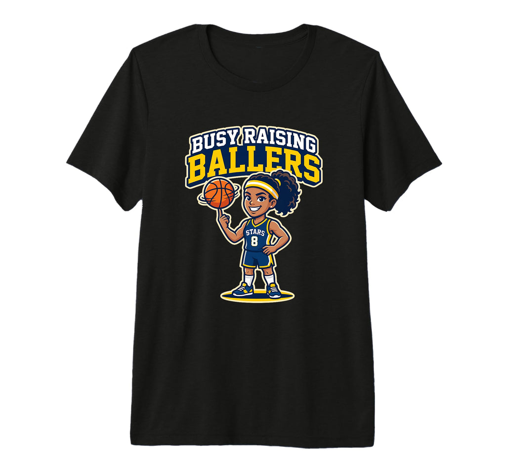 Busy Raising Ballers Basketball Mom Tri T-Shirt - Graphic Print Unisex - T-Shirt, Sweatshirt, Hoodie