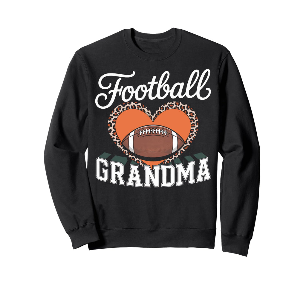 Football Grandma Heart Leopard Sweatshirt - Aesthetic Graphic Men Women - T-Shirt, Sweatshirt, Hoodie
