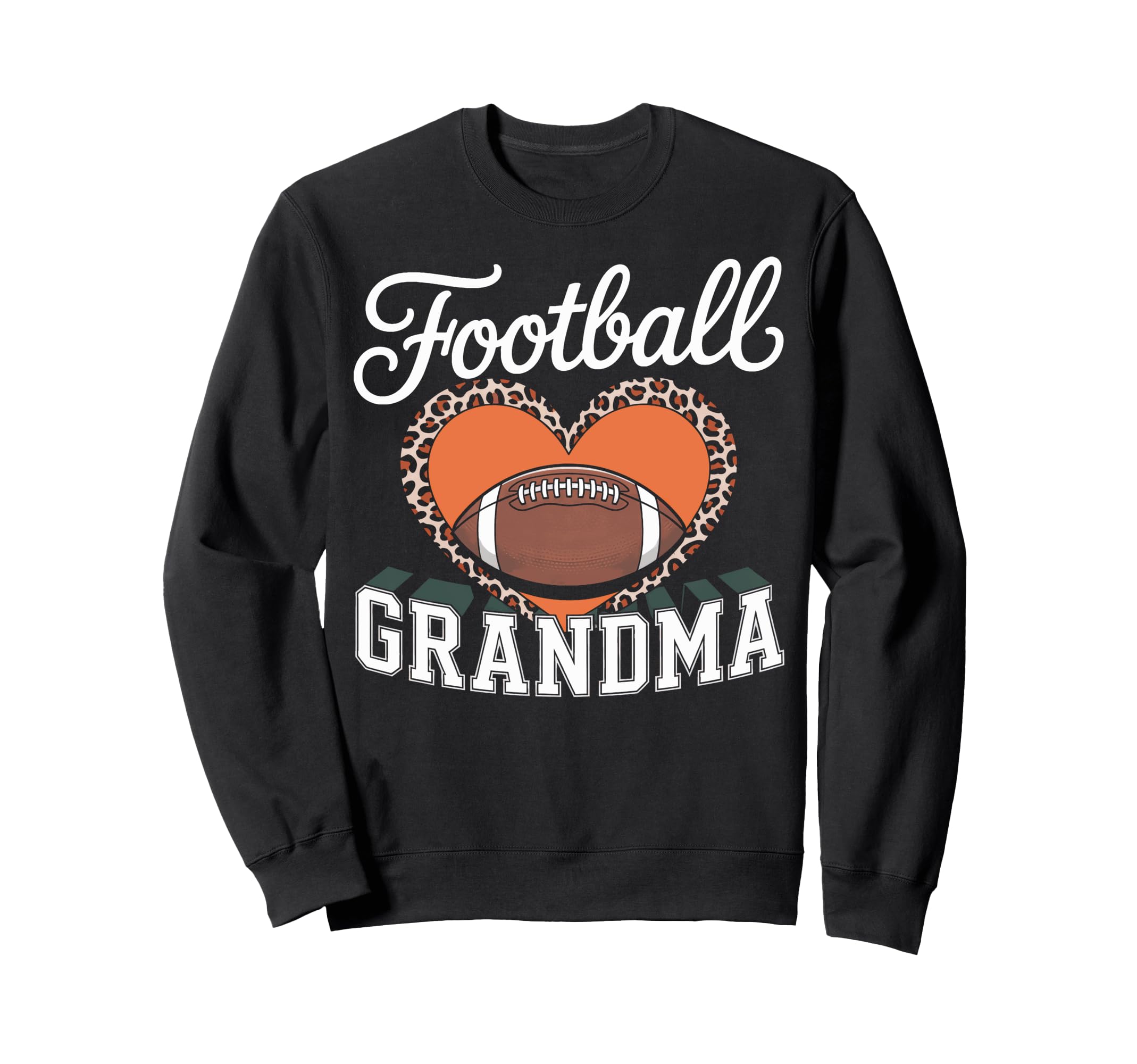 Football Grandma Heart Leopard Sweatshirt - Aesthetic Graphic Men Women - T-Shirt, Sweatshirt, Hoodie