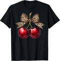 Retro Cherry Leopard Coquette Bow Cute Cherries Women - Adult & Kids T-Shirts, Sweatshirts & Hoodies apparel design preview 1