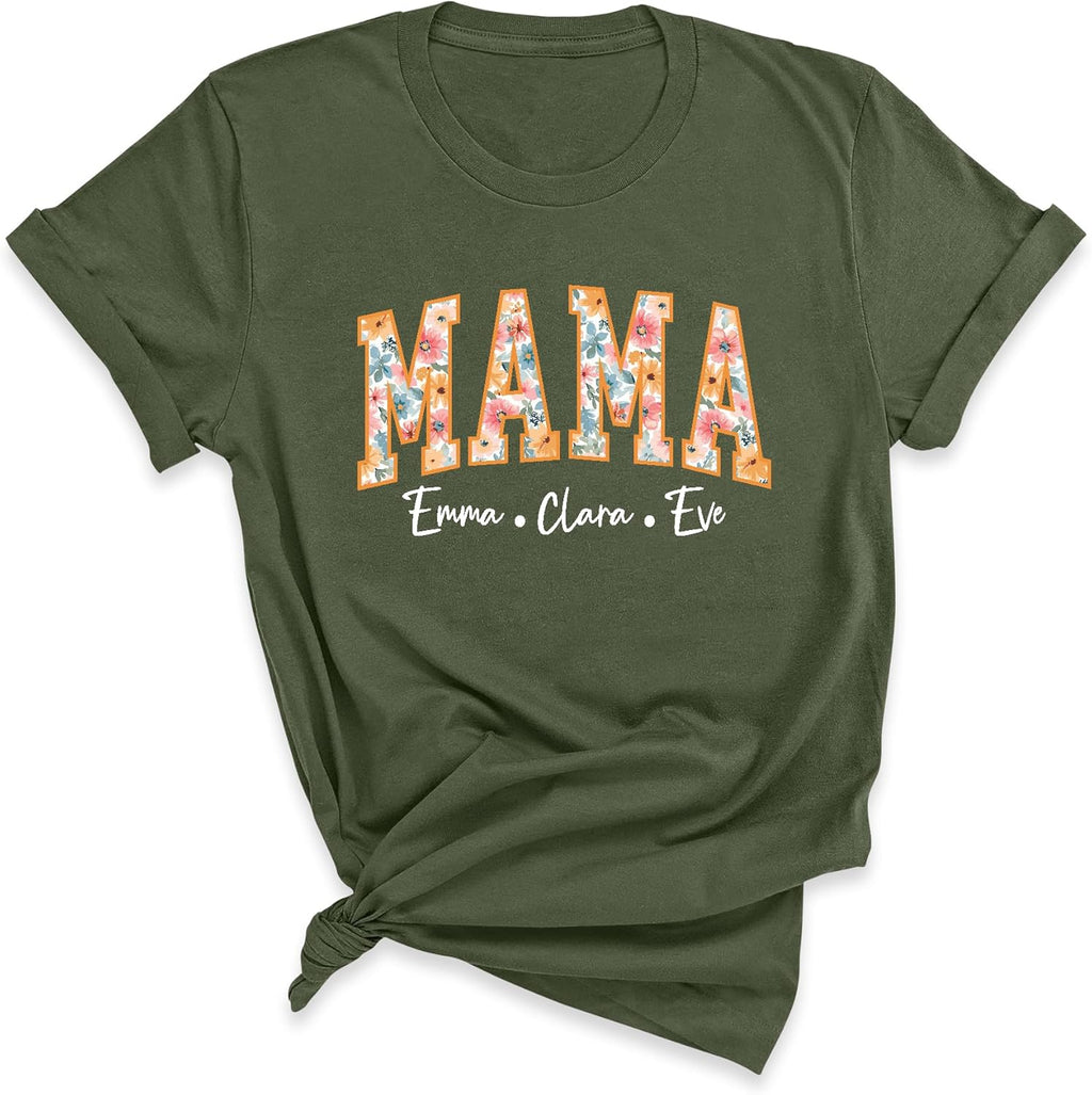 Custom Floral Mama Mom with Kids Names, Mothers Day - Adult & Kids T-Shirts, Sweatshirts & Hoodies apparel design preview 1