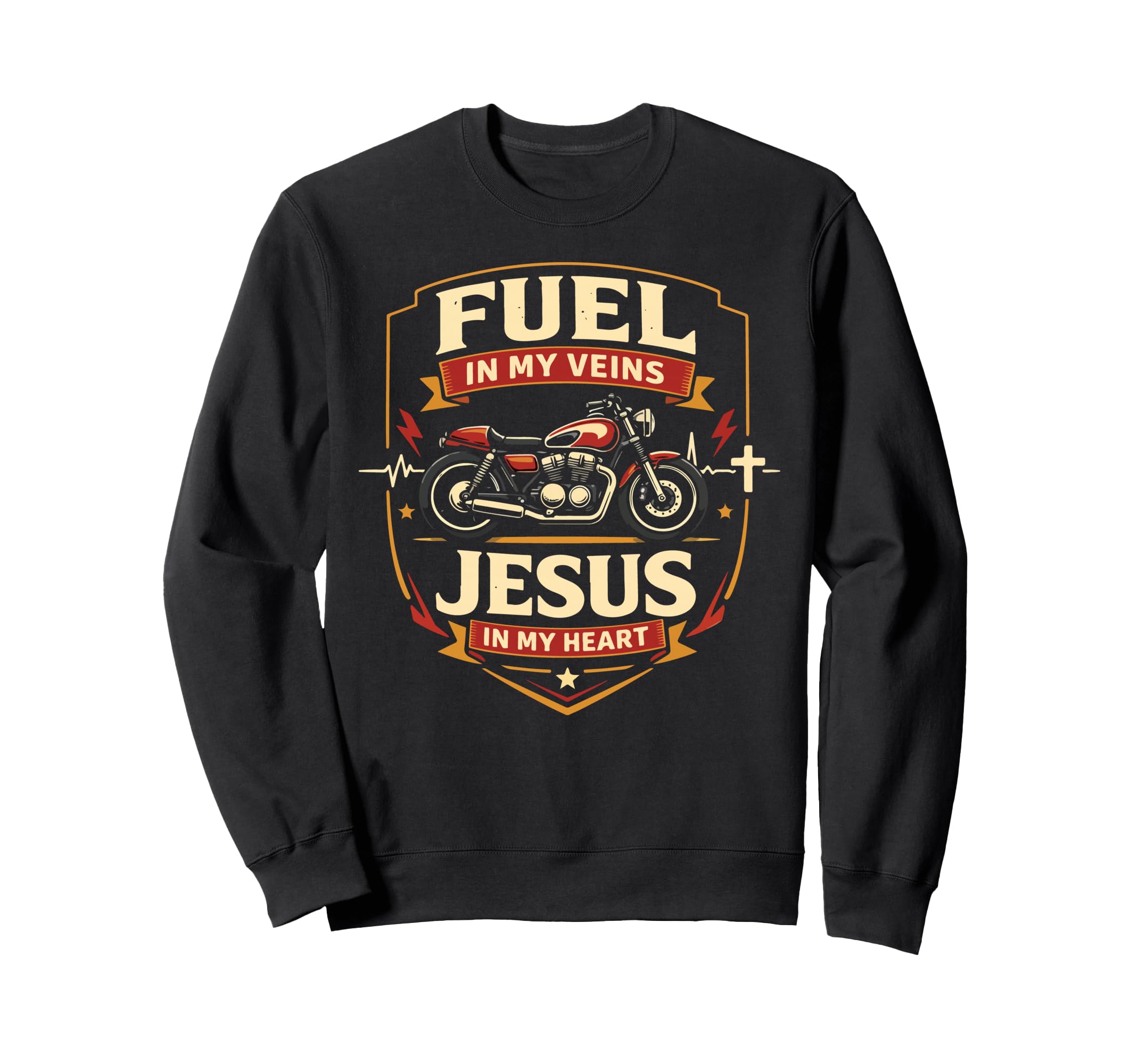 Motorcycle Biker Jesus Faith Christian Sweatshirt - Unique Graphic Unisex - T-Shirt, Sweatshirt, Hoodie