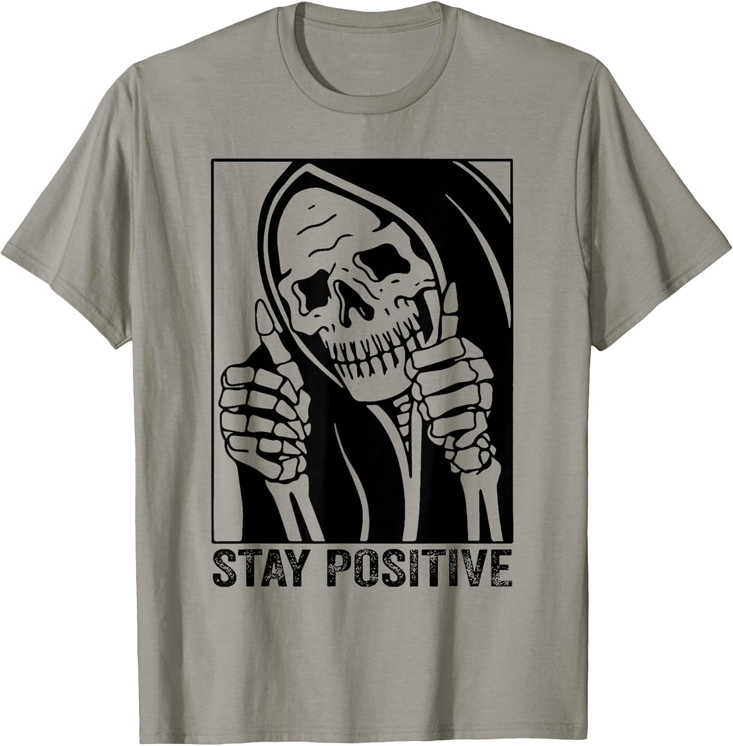 Funny Skull Stay Positive Skeleton Halloween - Adult & Kids T-Shirts, Sweatshirts & Hoodies apparel design preview 1