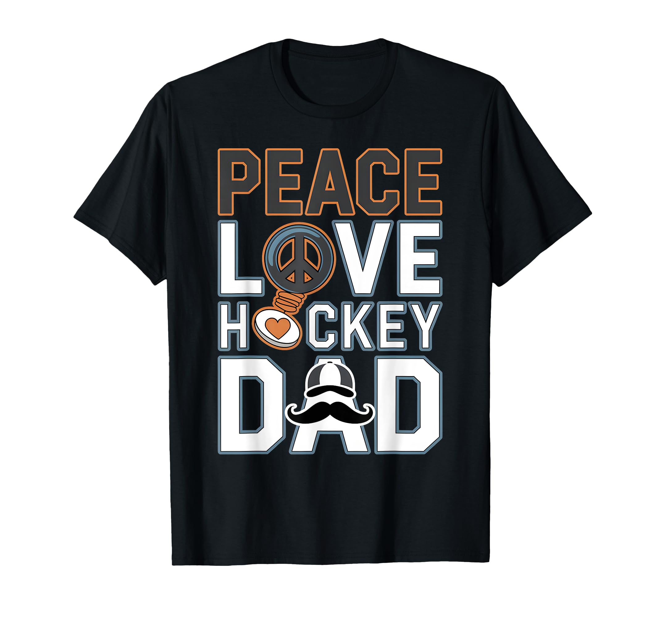 Peace Love Ice Hockey Dad Funny T-Shirt - Aesthetic Graphic for Adults - T-Shirt, Sweatshirt, Hoodie