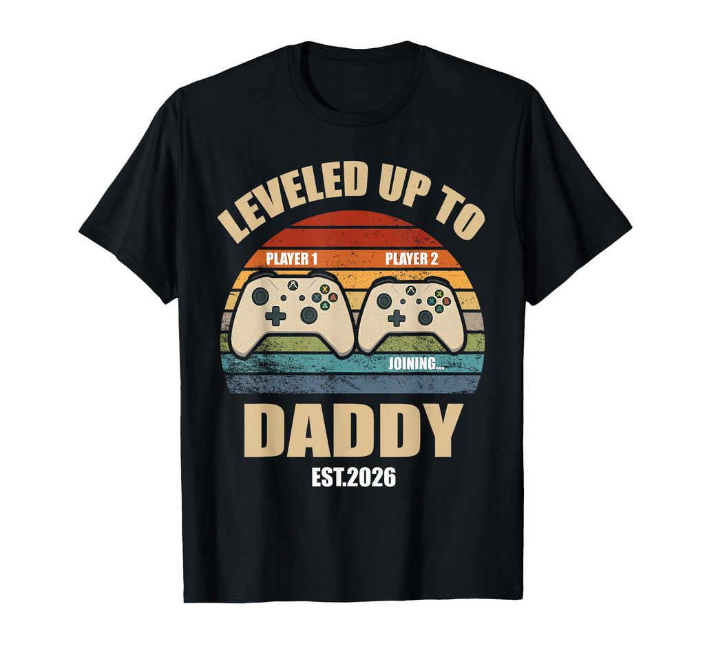 Leveled Up To Daddy Sunset Gamer Gaming T-Shirt - Custom Art Print Unisex - T-Shirt, Sweatshirt, Hoodie
