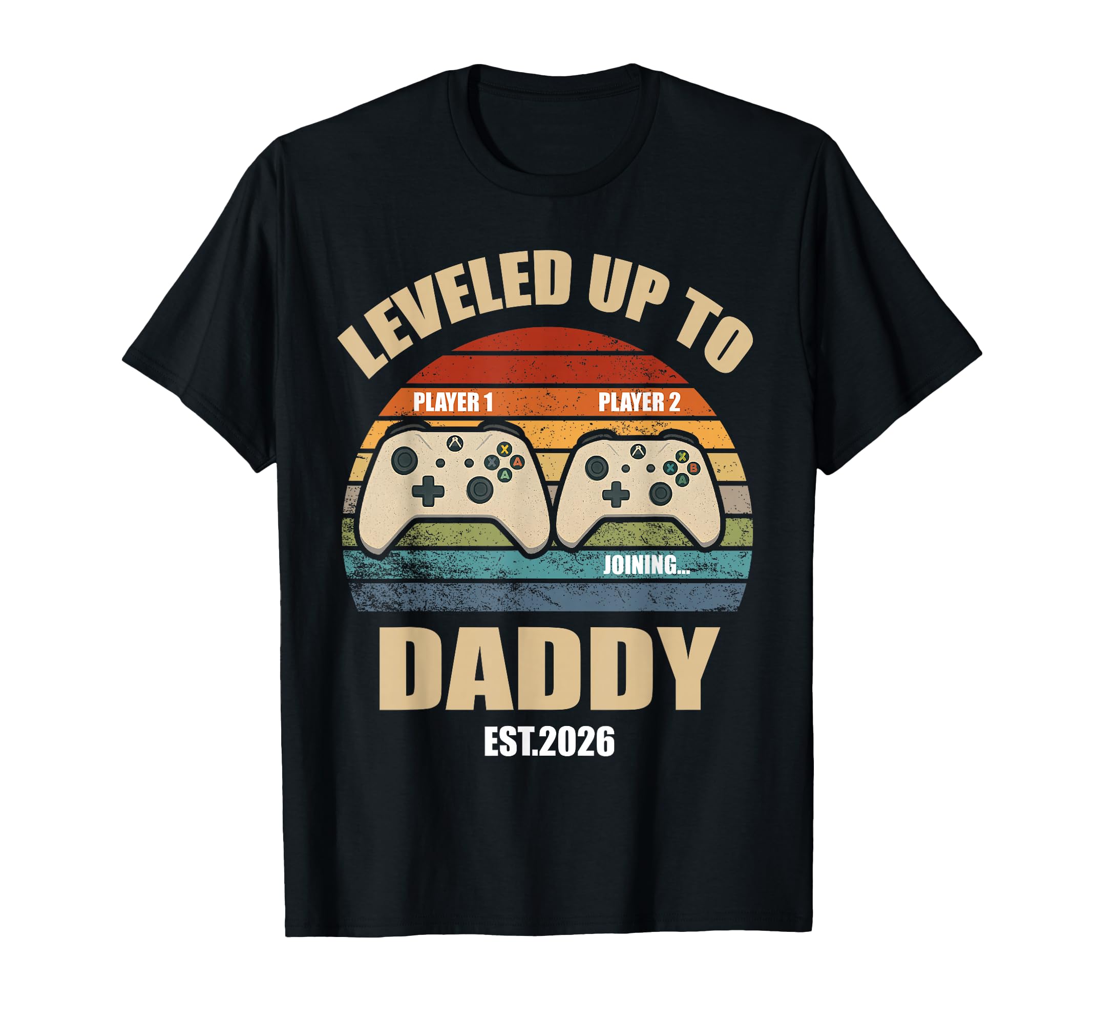 Leveled Up To Daddy Sunset Gamer Gaming T-Shirt - Custom Art Print Unisex - T-Shirt, Sweatshirt, Hoodie