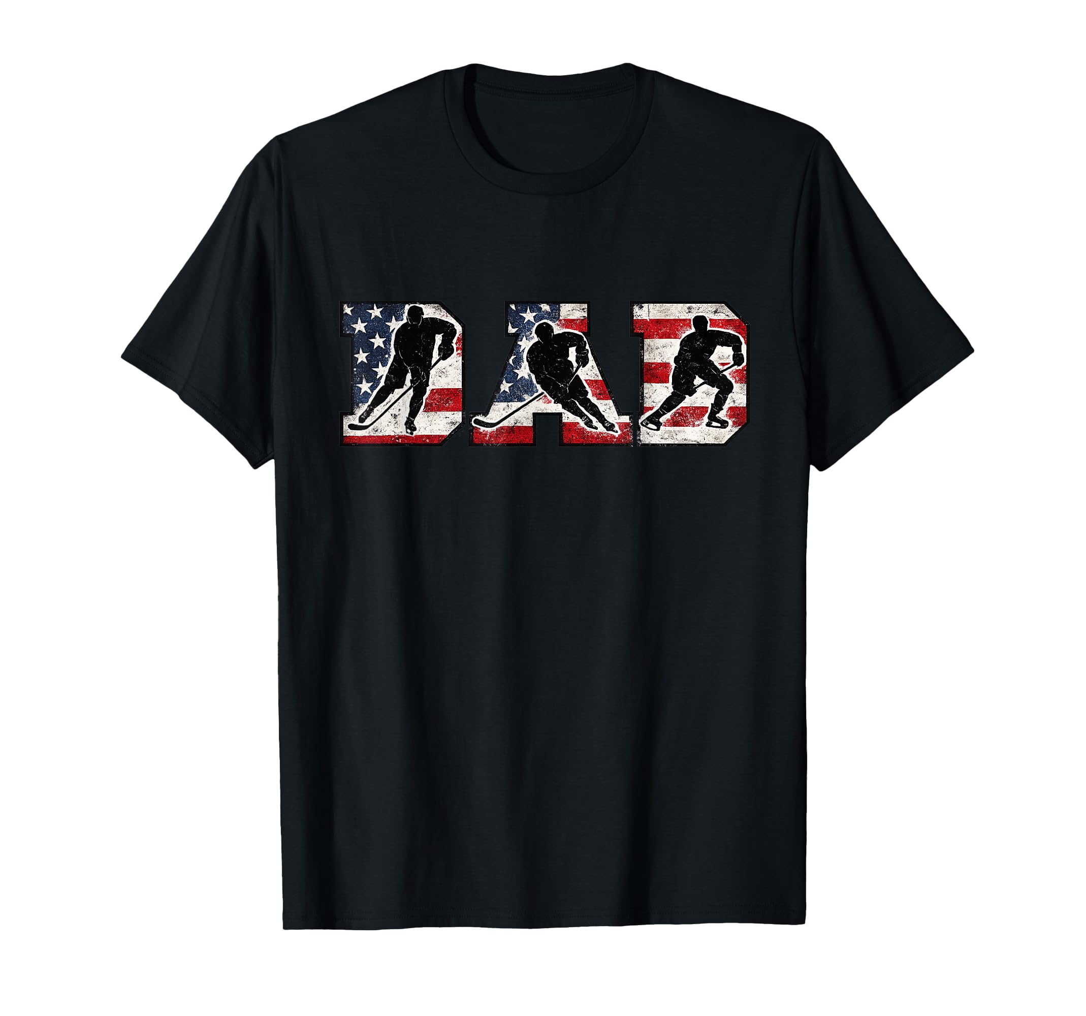 Mens Usa Ice Hockey Dad American Flag T-Shirt - Custom Art Print Unisex - T-Shirt, Sweatshirt, Hoodie