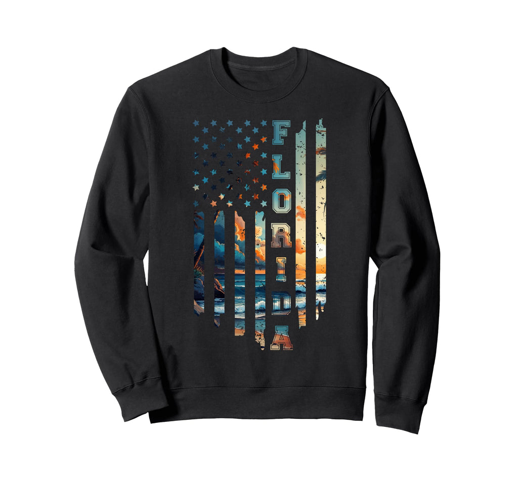 Florida Usa Flag Tropical Beach Sweatshirt - Trendy Graphic Men Women - T-Shirt, Sweatshirt, Hoodie