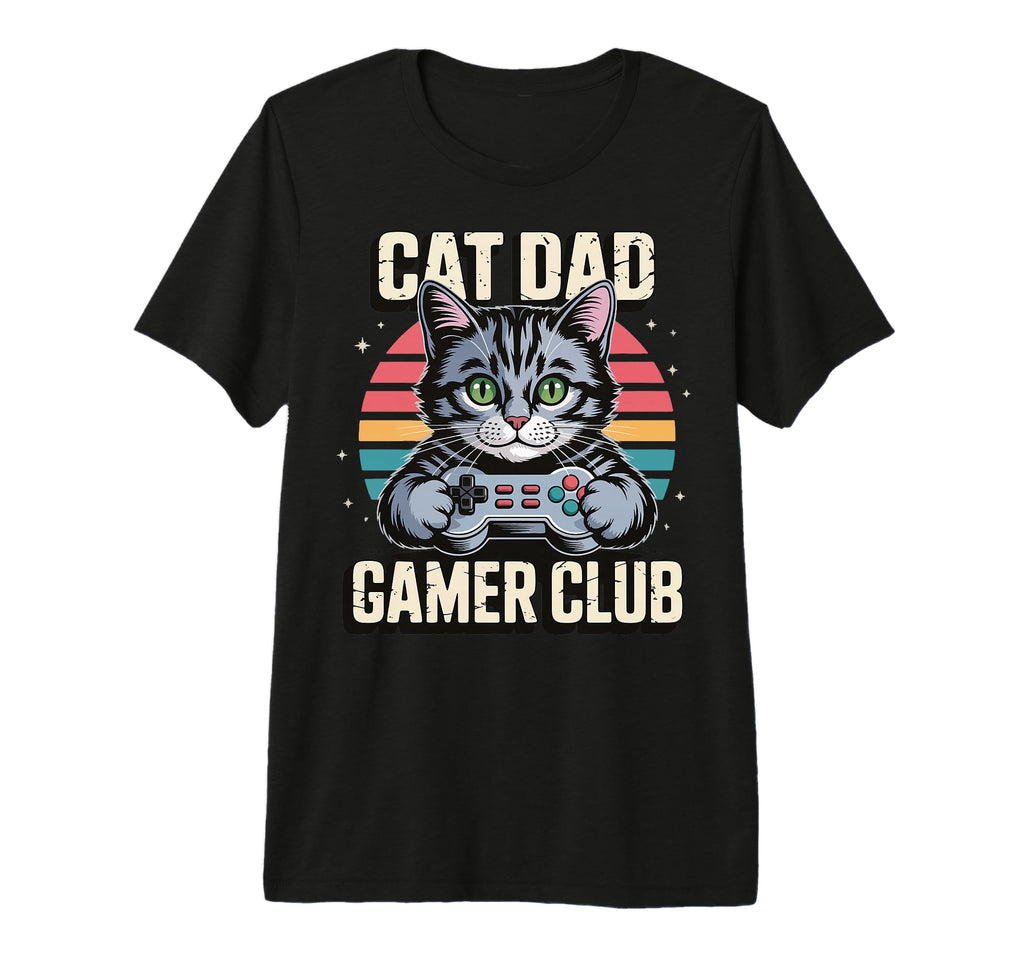 Mens Cat Dad Gamer Club Tri Blend T-Shirt - Trendy Graphic Unisex - T-Shirt, Sweatshirt, Hoodie