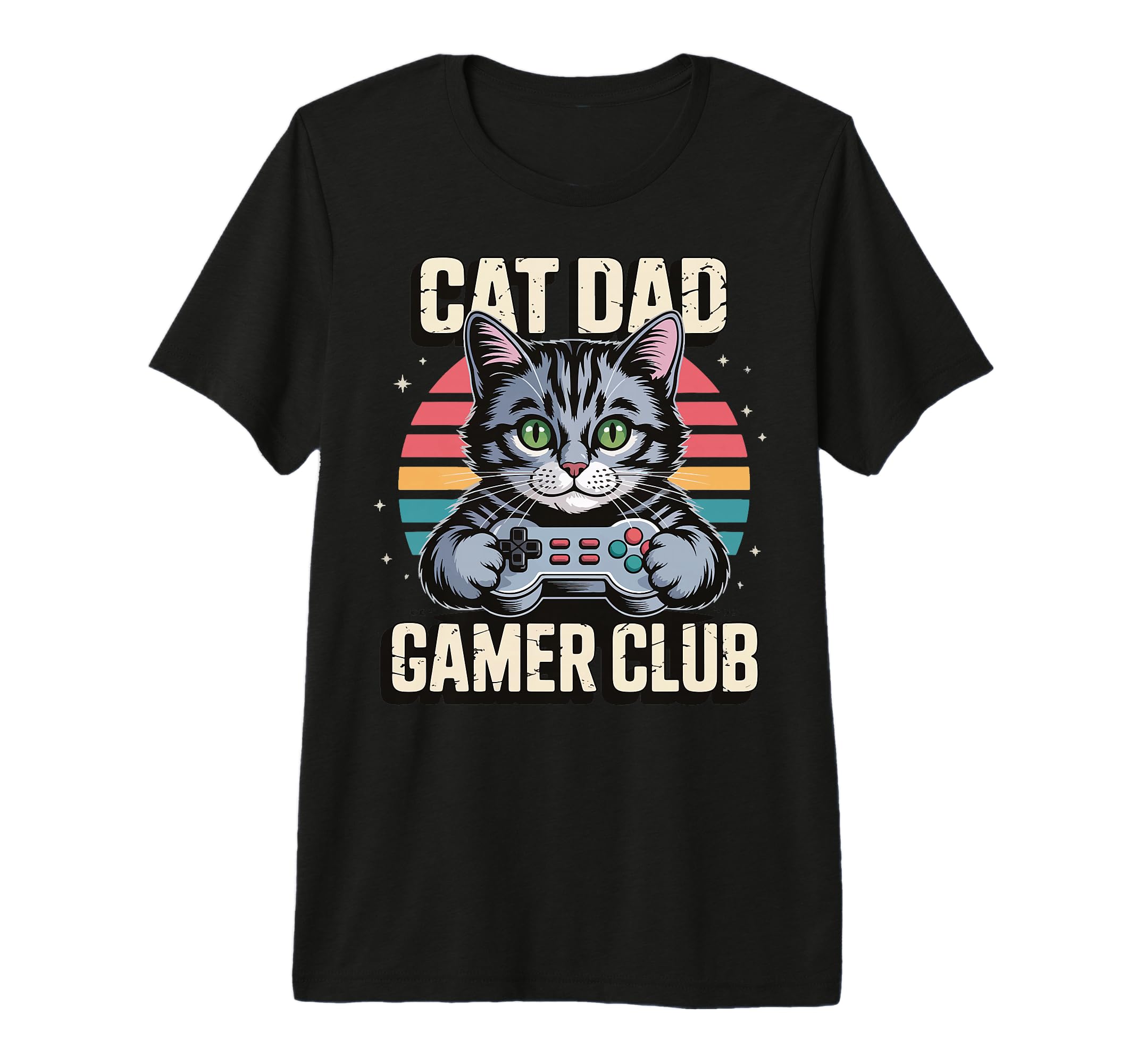 Mens Cat Dad Gamer Club Tri Blend T-Shirt - Trendy Graphic Unisex - T-Shirt, Sweatshirt, Hoodie