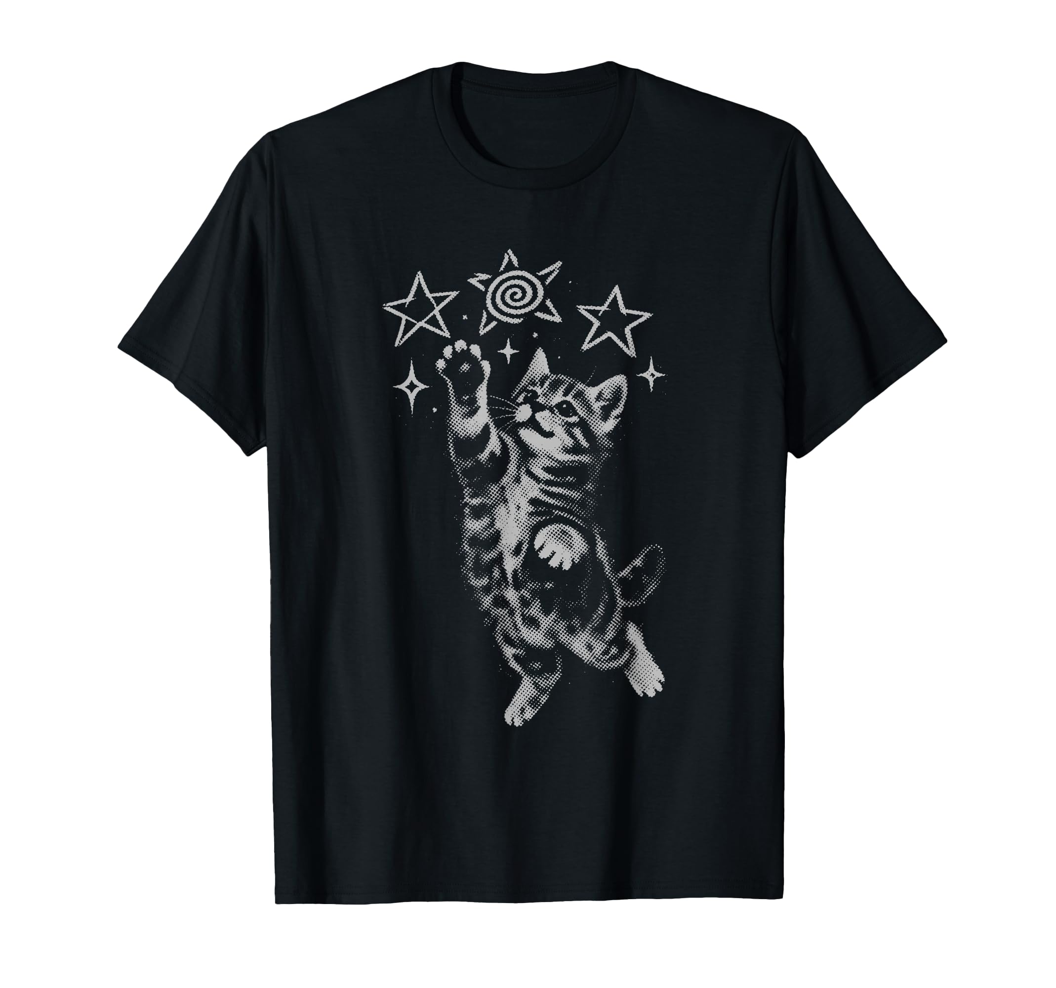 Y2K Cat Jumping Stars Silly 90S T-Shirt - Fun Novelty Design for Adults - T-Shirt, Sweatshirt, Hoodie