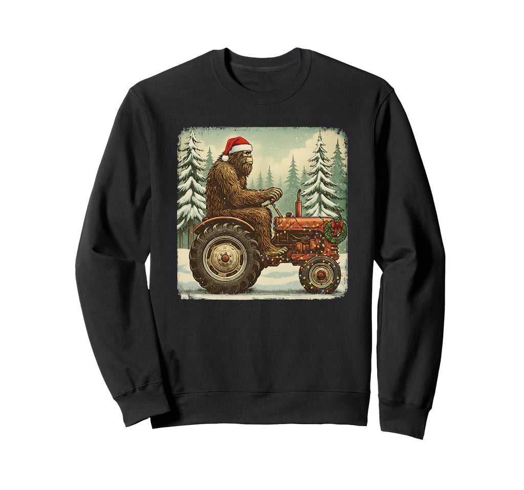 Tractor Bigfoot Sasquatch Santa Sweatshirt - Streetwear Style Men Women - T-Shirt, Sweatshirt, Hoodie