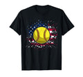 Softball 4Th July Usa American Flag T-Shirt - Unique Graphic Men Women - T-Shirt, Sweatshirt, Hoodie