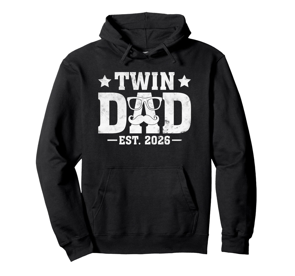 Twin Dad Est 2026 Announcement Fathers Hoodie - Minimalist Print Unisex - T-Shirt, Sweatshirt, Hoodie