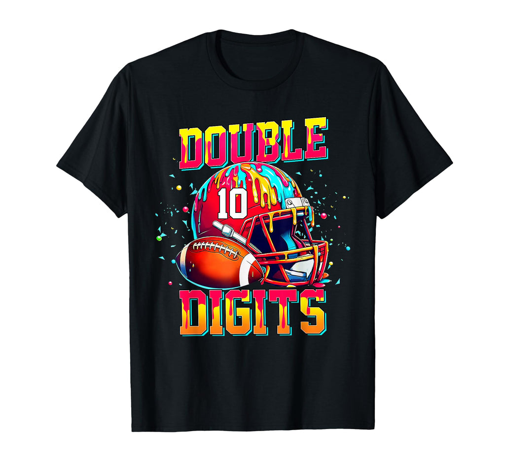 Ice Cream Drip Football 10Th Birthday T-Shirt - Trendy Graphic Men Women - T-Shirt, Sweatshirt, Hoodie