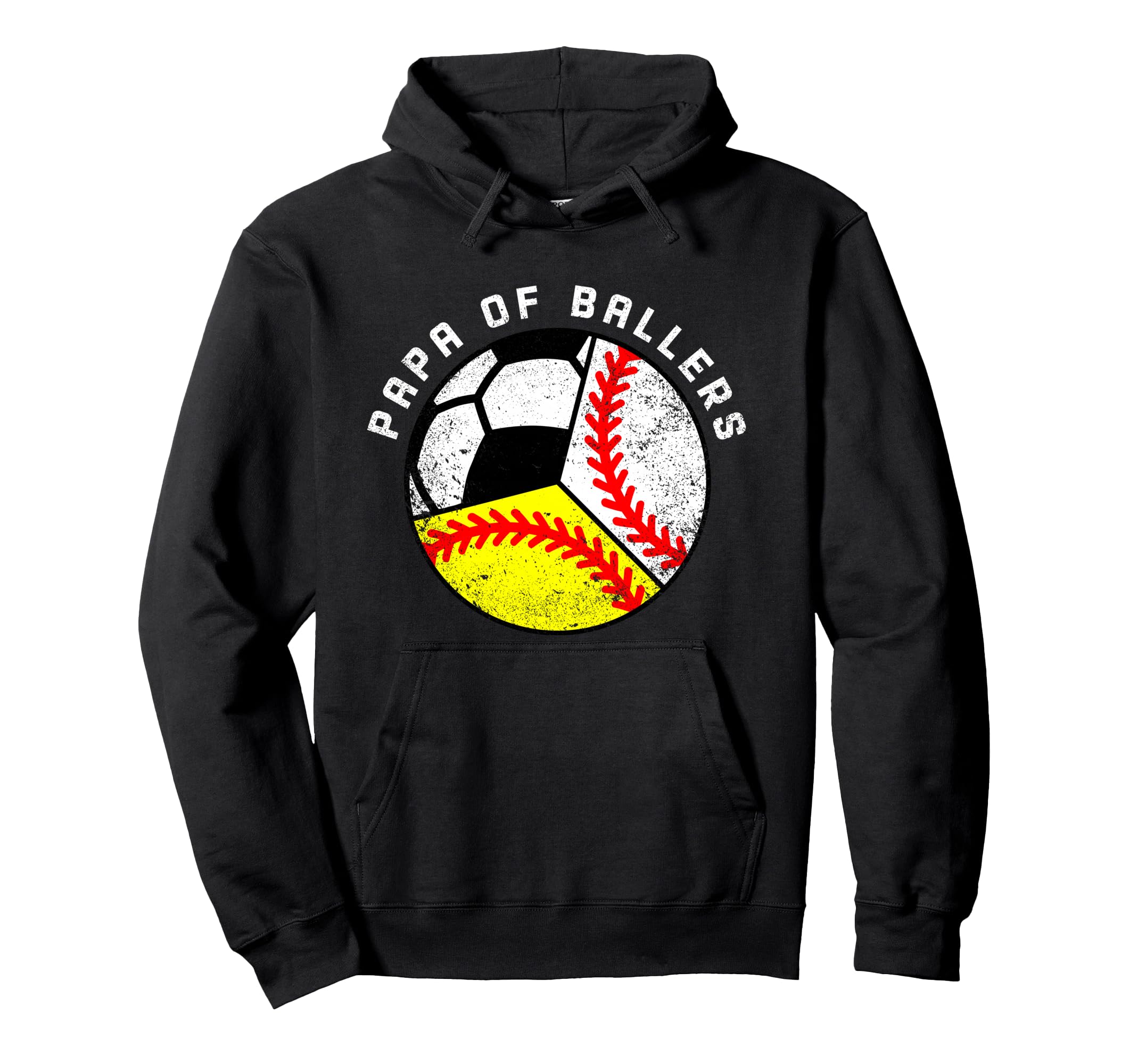 Papa Ballers Funny Baseball Softball Hoodie - Custom Art Print for Adults - T-Shirt, Sweatshirt, Hoodie