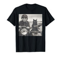 Granny And Her Armed Cat Riding T-Shirt - Minimalist Print Unisex - T-Shirt, Sweatshirt, Hoodie