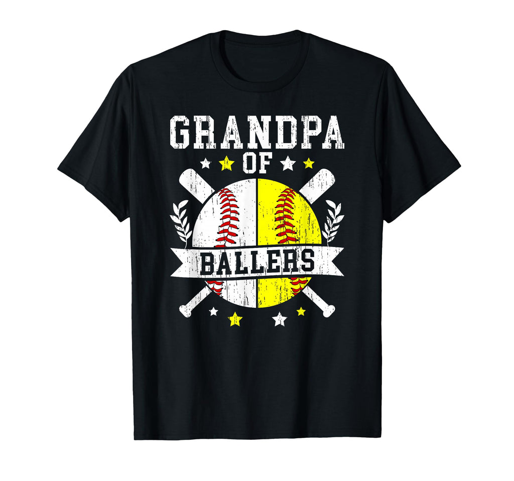 Grandpa Ballers Softball Baseball T-Shirt - Unique Graphic for Adults - T-Shirt, Sweatshirt, Hoodie
