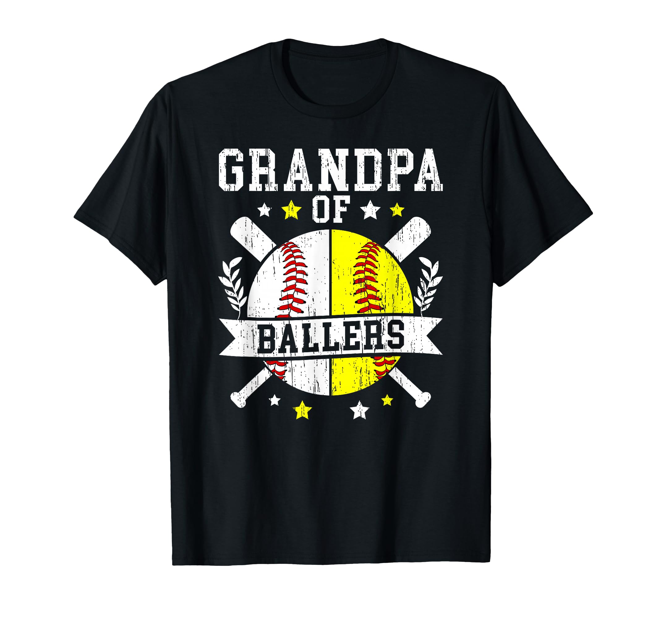 Grandpa Ballers Softball Baseball Grandpa T-Shirt - Unique Graphic Unisex - T-Shirt, Sweatshirt, Hoodie