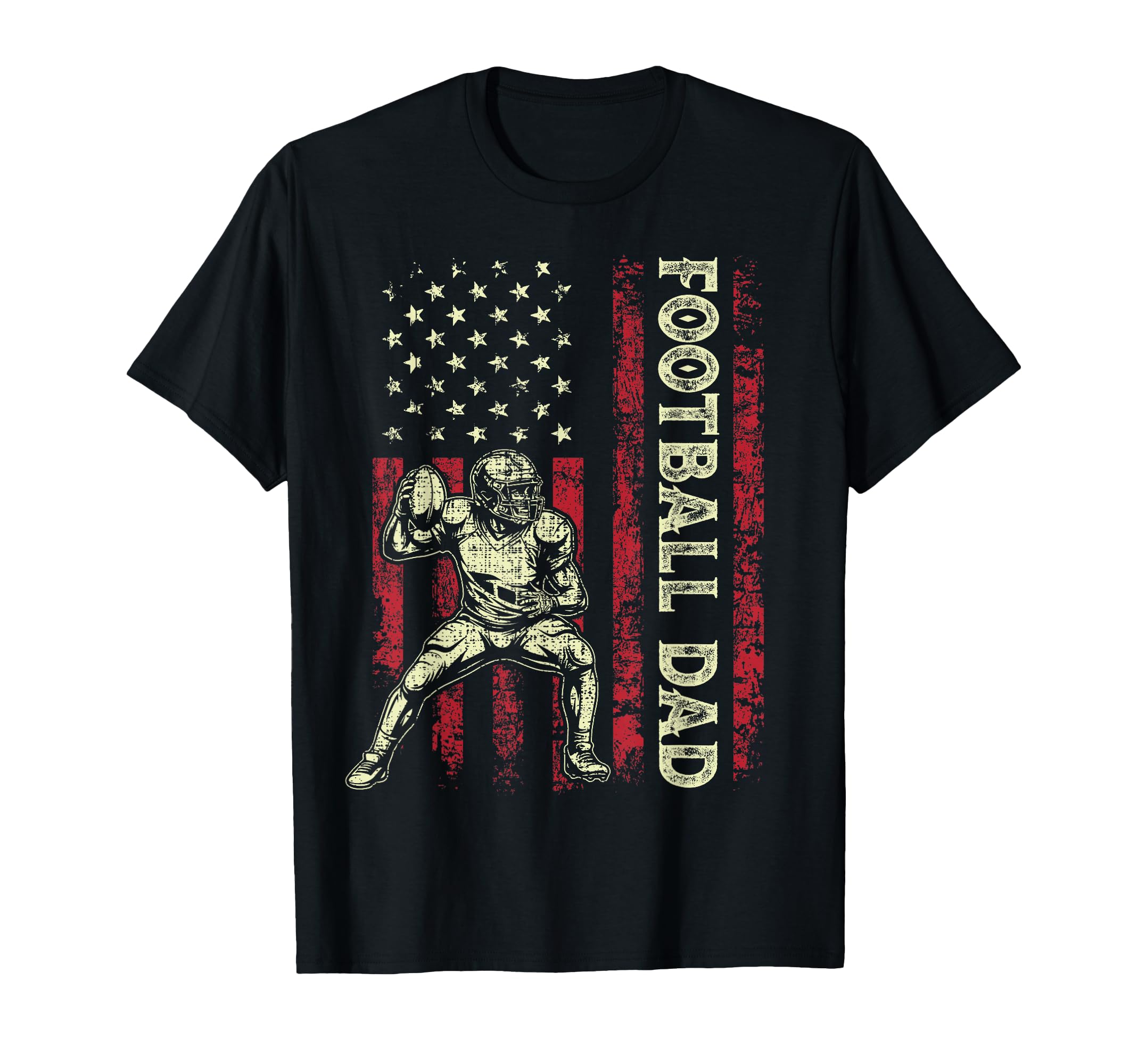 Fathers Day Football Dad American Us Flag T-Shirt - Graphic Print Unisex - T-Shirt, Sweatshirt, Hoodie